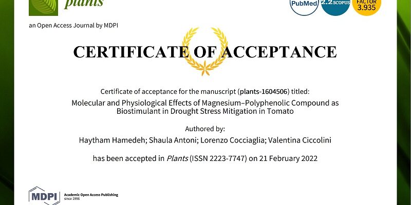 Certificate of scientific publication